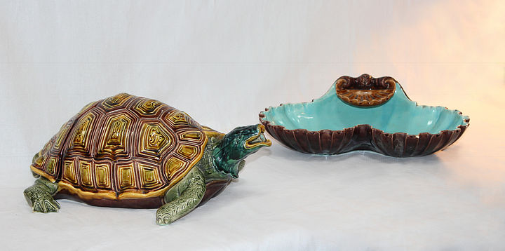 French Majolica Lavabo Turtle and Shell Form Basin