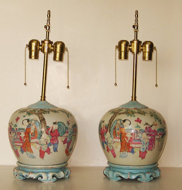 Pair of Chinese Ginger Jar Lamps