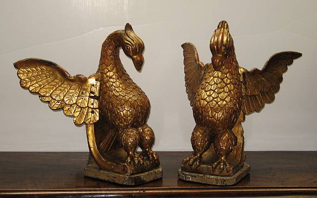 Pair of Italian Giltwood Birds