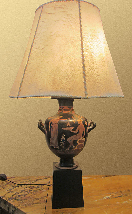 <!-- Red Figured --> Oinochoe Form Vase Lamp