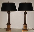 Pair of Brass Columnar Lamps