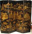Pair of Four Panel English Chinoiserie Screens