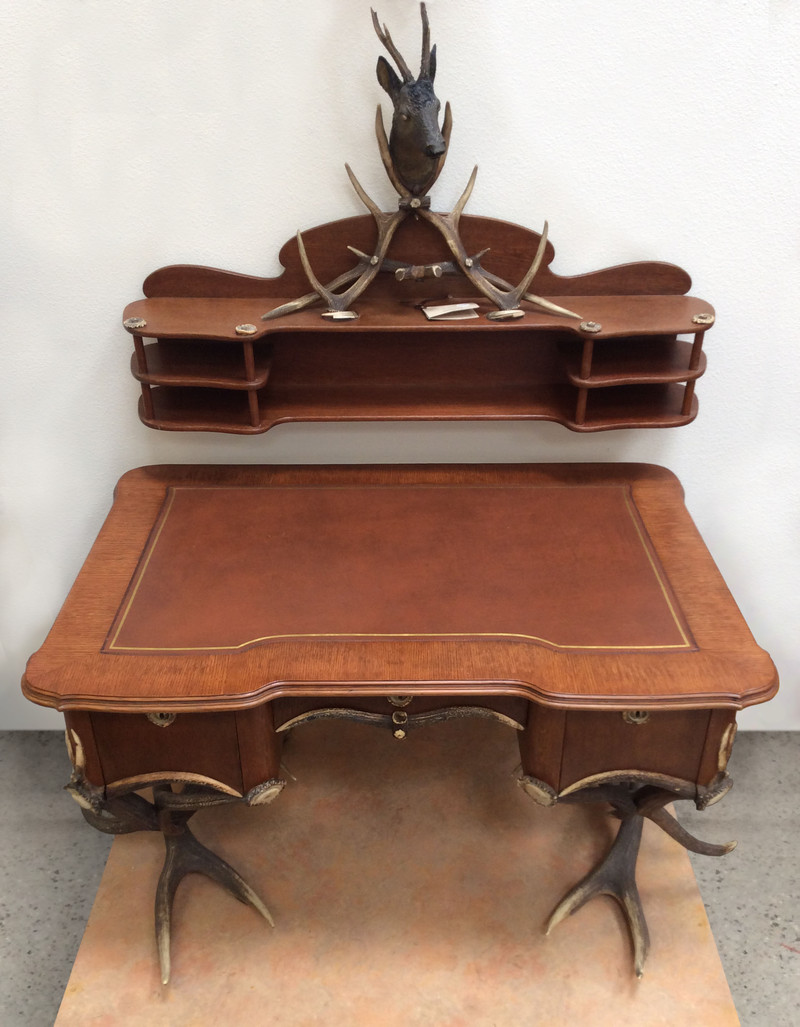 Elk Antler Desk and Shelf