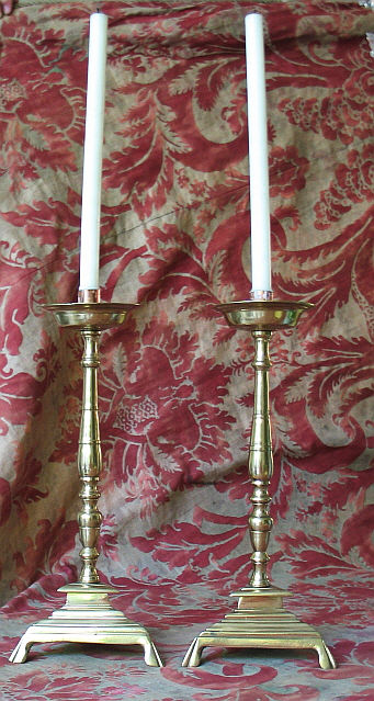 Pair of Continental Brass Candlesticks