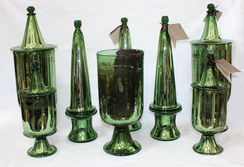 Italian Green Mercury Glass Jars