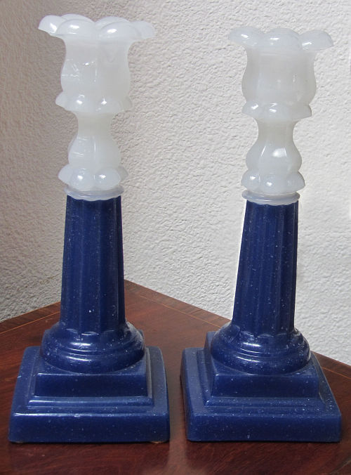 Pair of Molded Glass Candlesticks