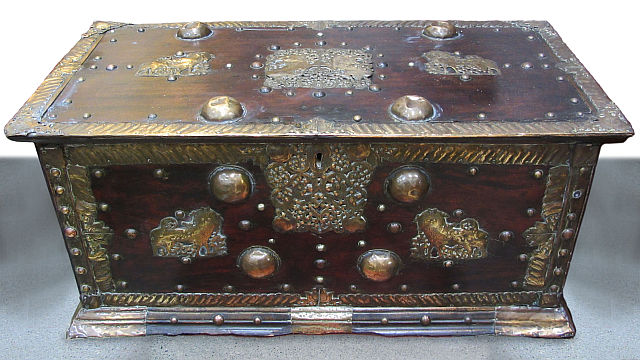 Antique Brass Embellished Chest